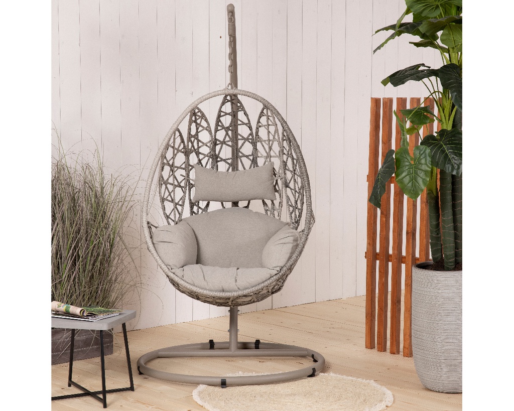 MALAGA EGG CHAIR WICKER GREY L113-W105-H196cm