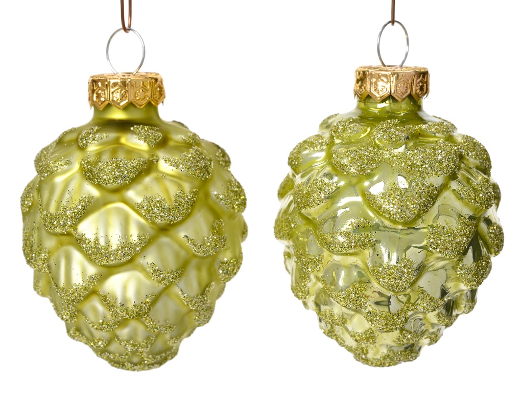 ***PINECONE GLASS ENAMEL-MATT PISTACHIO dia5.00-H7.00cm