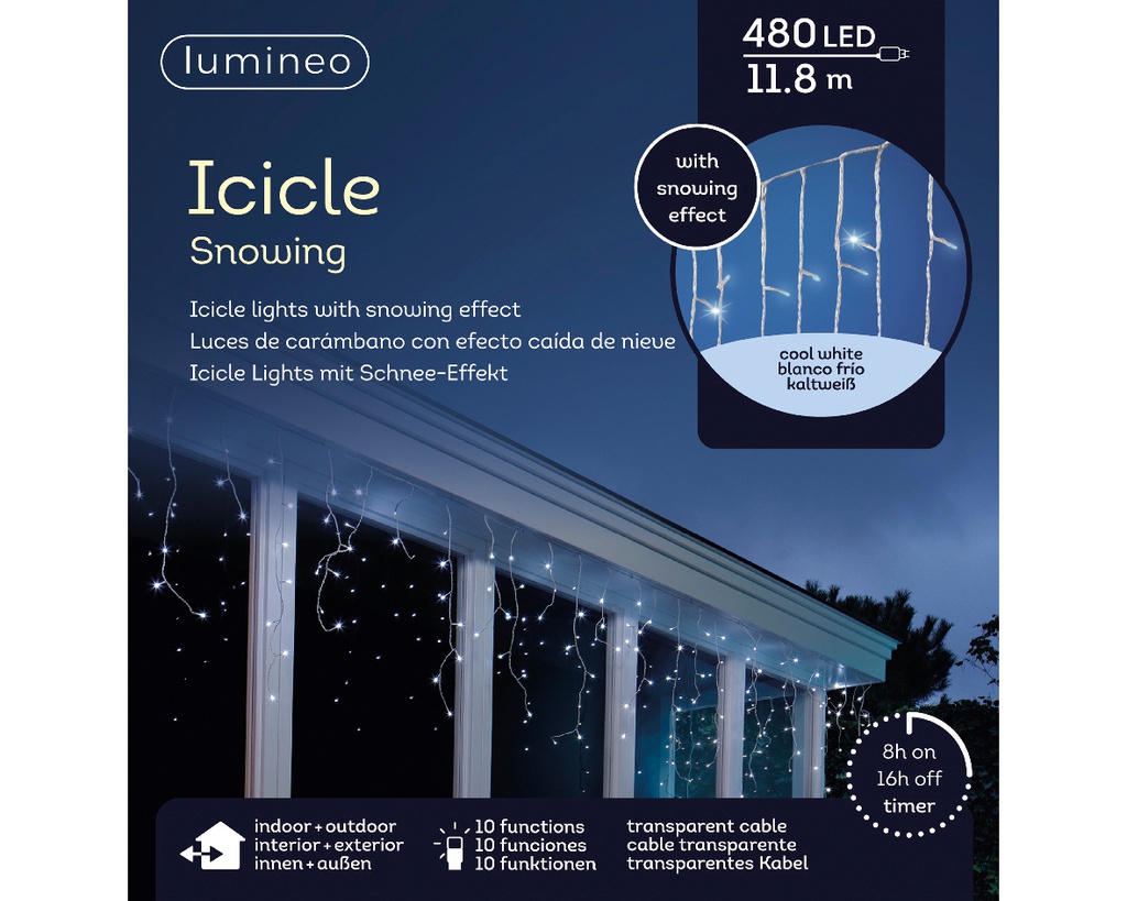 ***LED ICICLE LIGHTS OUTDOOR TRANSPARENT/COOL WHITE L1180.00-H70.00cm-480L