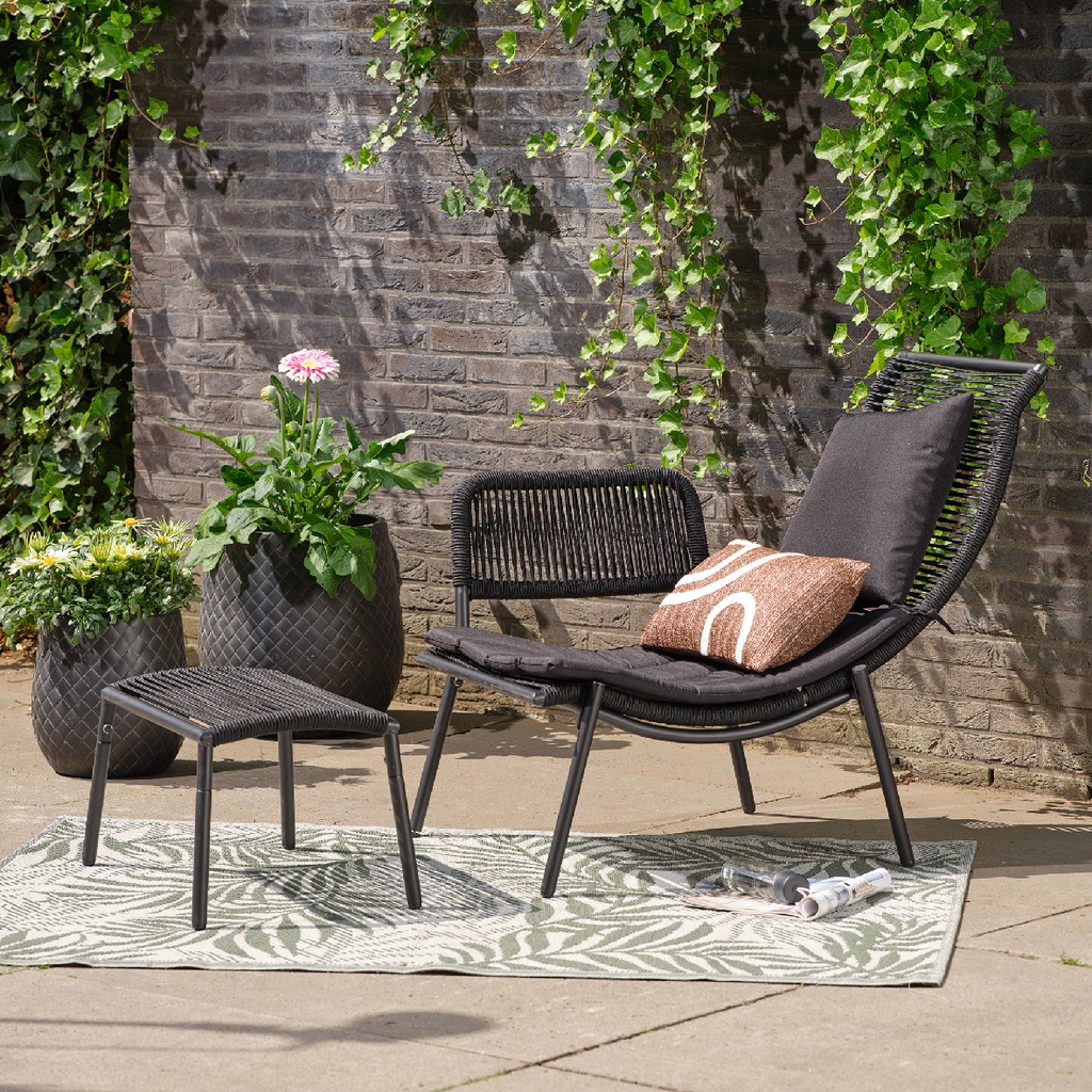 ***KAUAI SET POLYESTER ROPE BLACK L75.00-W99.00-H84.00cm /L41.00-W61.00-H34.00cm