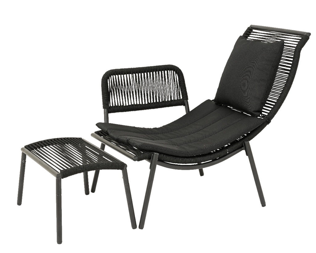 ***KAUAI SET POLYESTER ROPE BLACK L75.00-W99.00-H84.00cm /L41.00-W61.00-H34.00cm