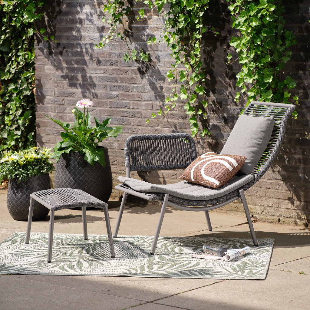 ***KAUAI SET POLYESTER ROPE GREY L75.00-W99.00-H84.00cm /L41.00-W61.00-H34.00cm