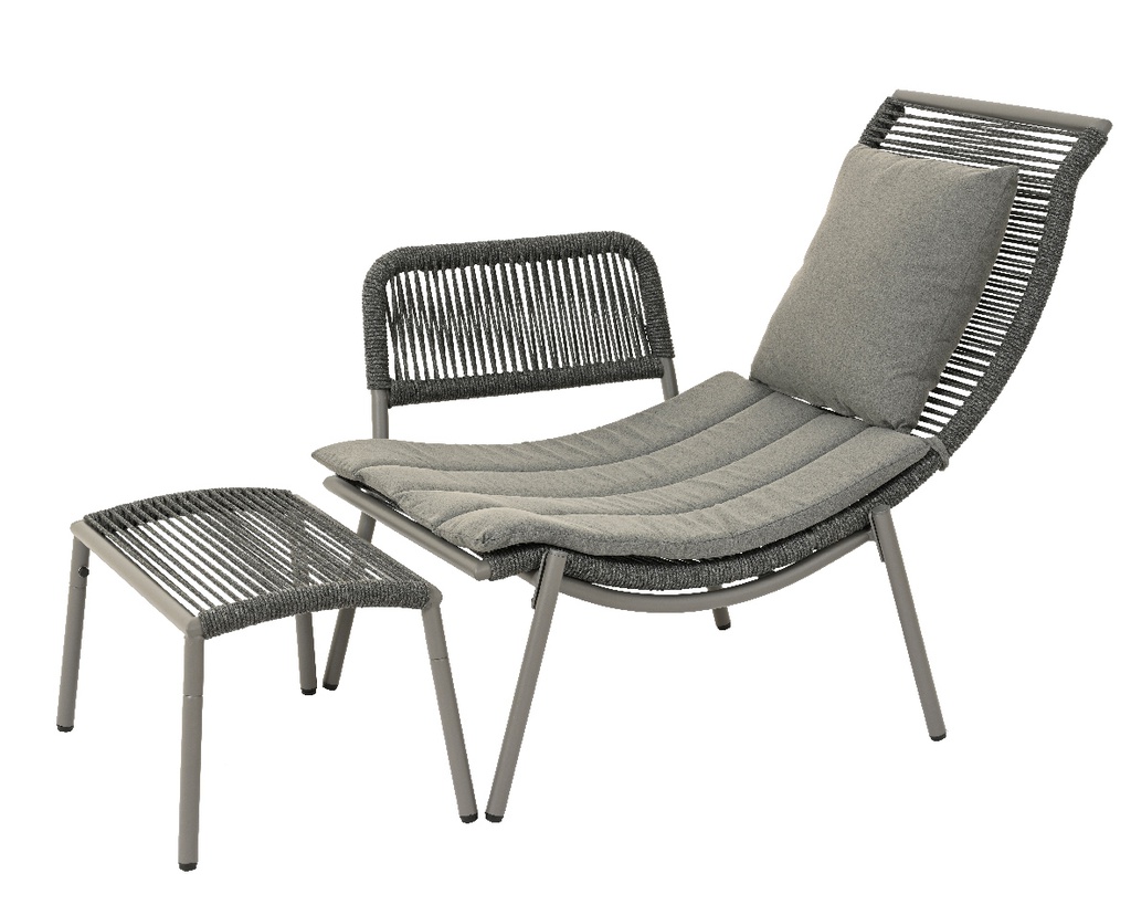 ***KAUAI SET POLYESTER ROPE GREY L75.00-W99.00-H84.00cm /L41.00-W61.00-H34.00cm