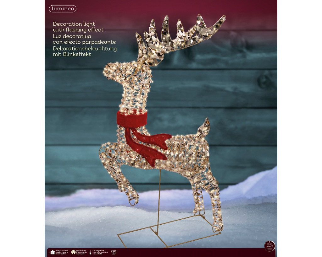 ***MICRO LED REINDEER OUTDOOR GOLD/WARM WHITE L18.00-W57.00-H100.00cm-720L