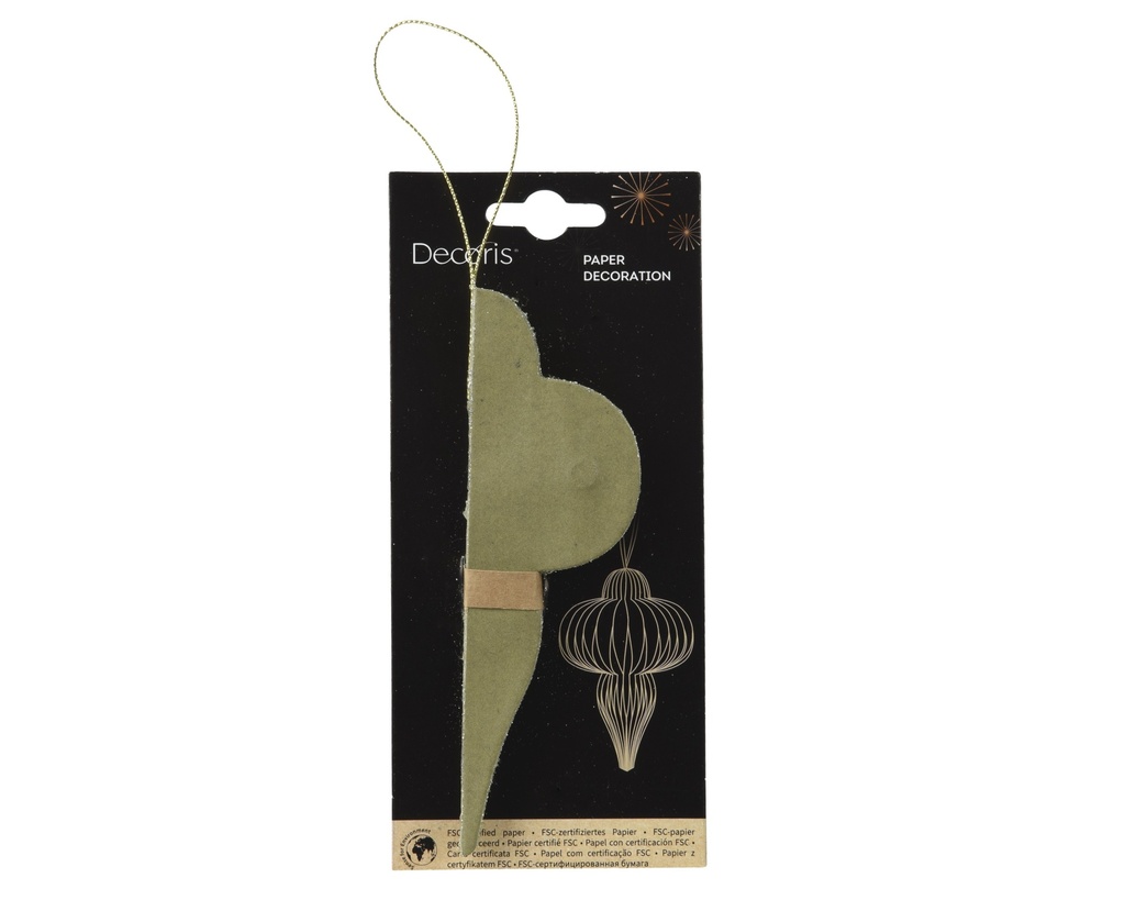 ***ORNAMENT PAPER GREEN dia9.00-H15.00cm