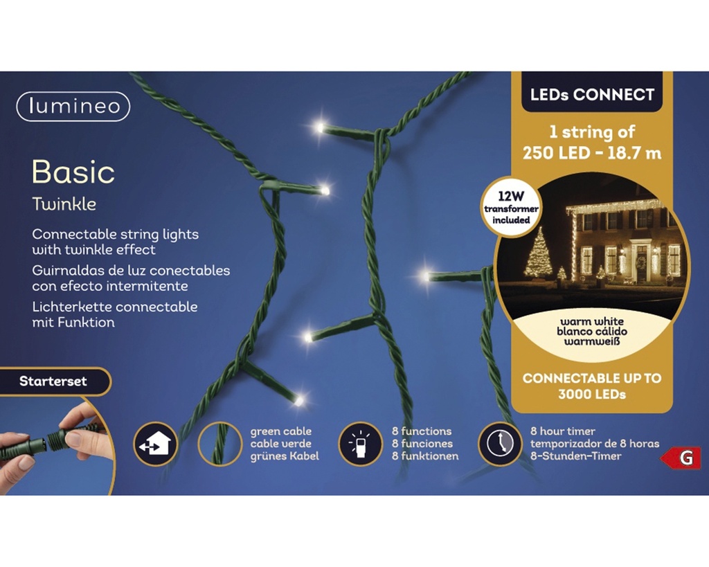 ***LEDS CONNECT BASIC LIGHTS OUTDOOR GREEN/WARM WHITE 1870cm-250L