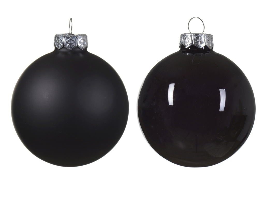 ***BAUBLES GLASS BLACK dia6.00cm