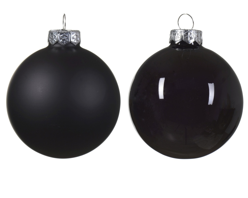 ***BAUBLES GLASS BLACK dia6.00cm