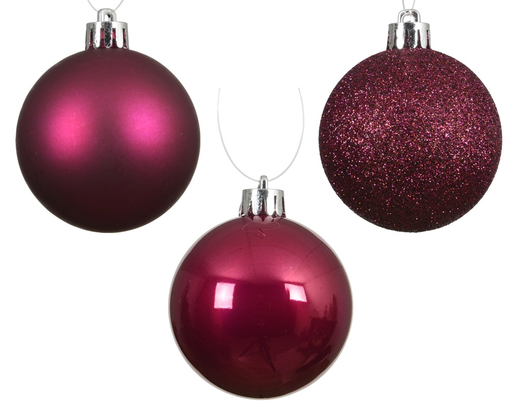 ***BAUBLES POLYSTYRENE FESTIVE PINK dia6.00cm