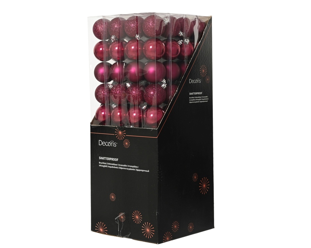 ***BAUBLES POLYSTYRENE FESTIVE PINK dia6.00cm