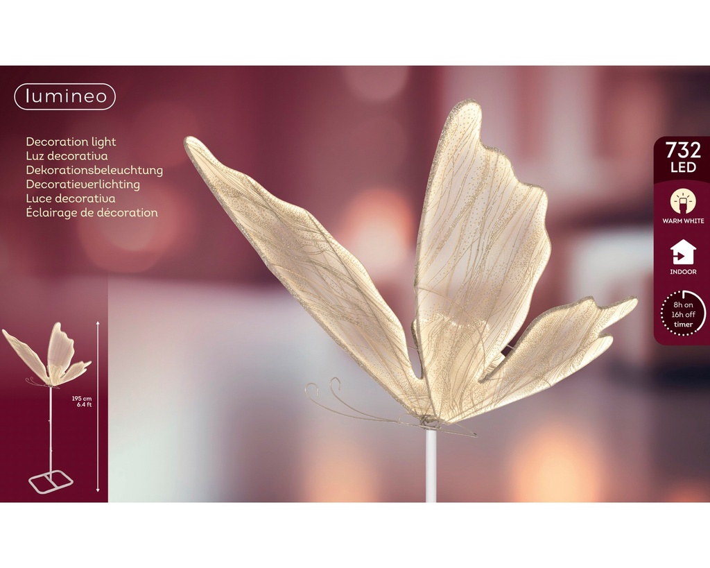 ***LED BUTTERFLY INDOOR WHITE/WARM WHITE L93.00-W100.00-H195.00cm-732L