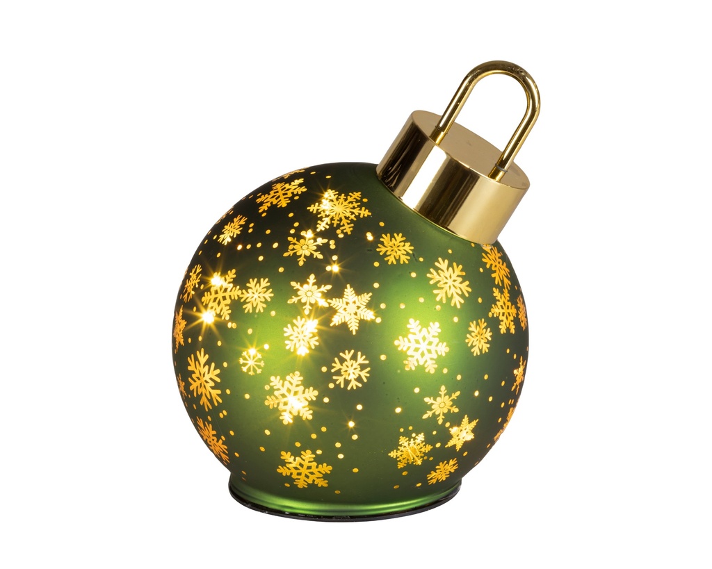 ***MICRO LED ROTATING BAUBLE BO INDOOR GREEN/WARM WHITE dia14.00-H18.00cm-15L