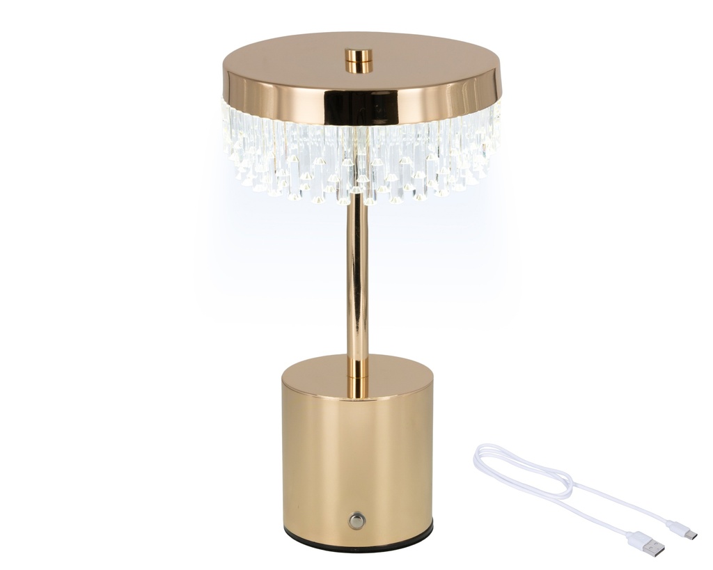 ***LED RECHARGEABLE TABLE LAMP BO INDOOR GOLD/COLOUR SELECT dia14.00-H25.50cm-48L