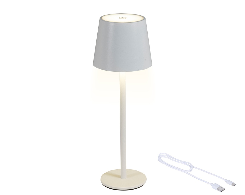 ***LED RECHARGEABLE TABLE LAMP BO OUTDOOR WHITE/COLOUR SELECT dia9.00-H27.00cm-48L