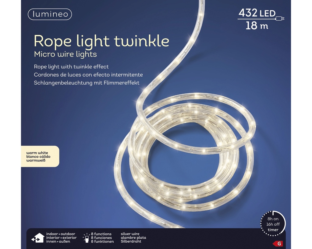 ***LED ROPE LIGHT OUTDOOR TRANSPARENT/WARM WHITE 1800cm-432L