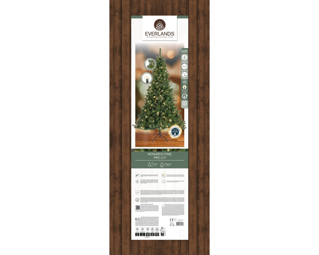 ***MONARCH PINE PRELIT GREEN/WARM WHITE dia146.00-H240.00cm-400L