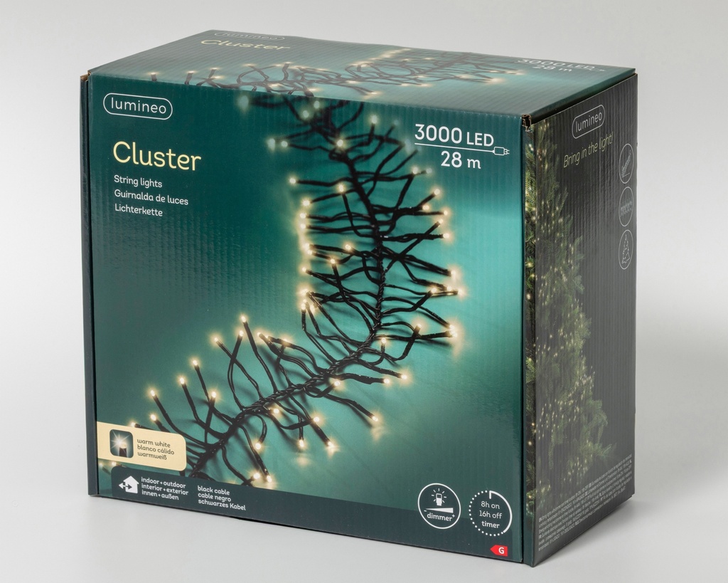 ***LED CLUSTER LIGHTS OUTDOOR BLACK/WARM WHITE 2800cm-3000L