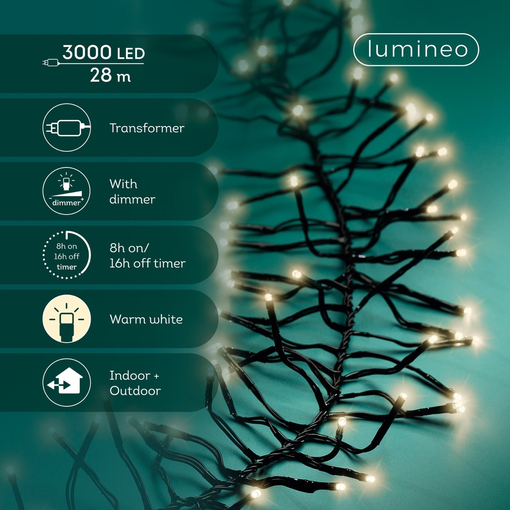 ***LED CLUSTER LIGHTS OUTDOOR BLACK/WARM WHITE 2800cm-3000L