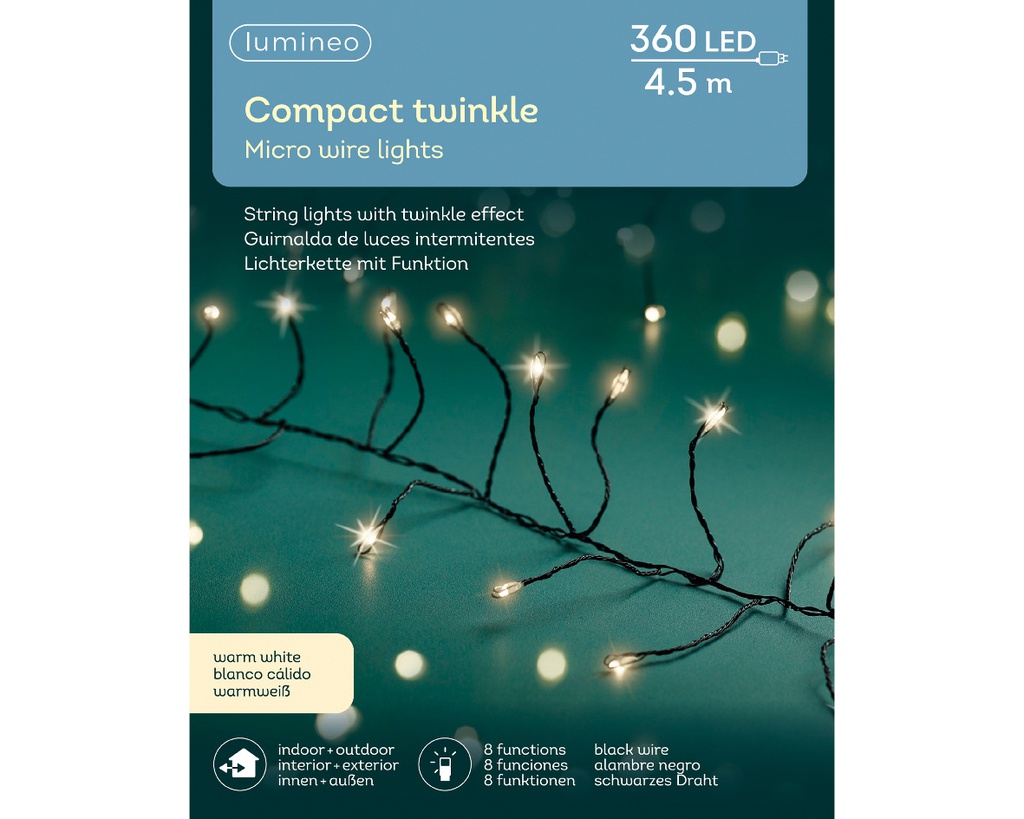 MICRO LED COMPACT LIGHTS OUTDOOR BLACK/WARM WHITE 450cm-360L