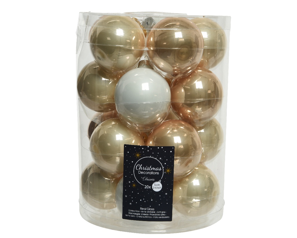 *** BOULES DE NOEL EN VERRE-MIX OR BLANCS-BOITE DE 20 142265