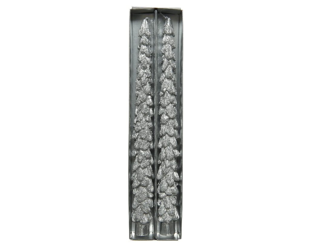 *** BOUGIE EN CIRE ARGENTEE  "SAPIN" 200118