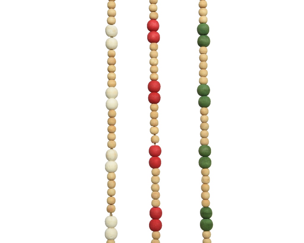 GUIRNALDA CUENTAS MADERA - 180CM - 3 COLORES - PRECIO UNIDAD