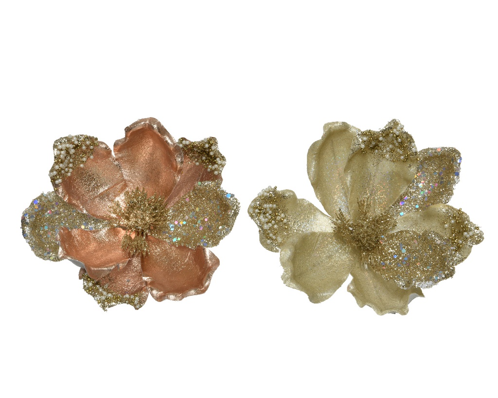 FLOR DE TELA EN CLIP - 16CM - 2 COLORES - PRECIO UNIDAD
