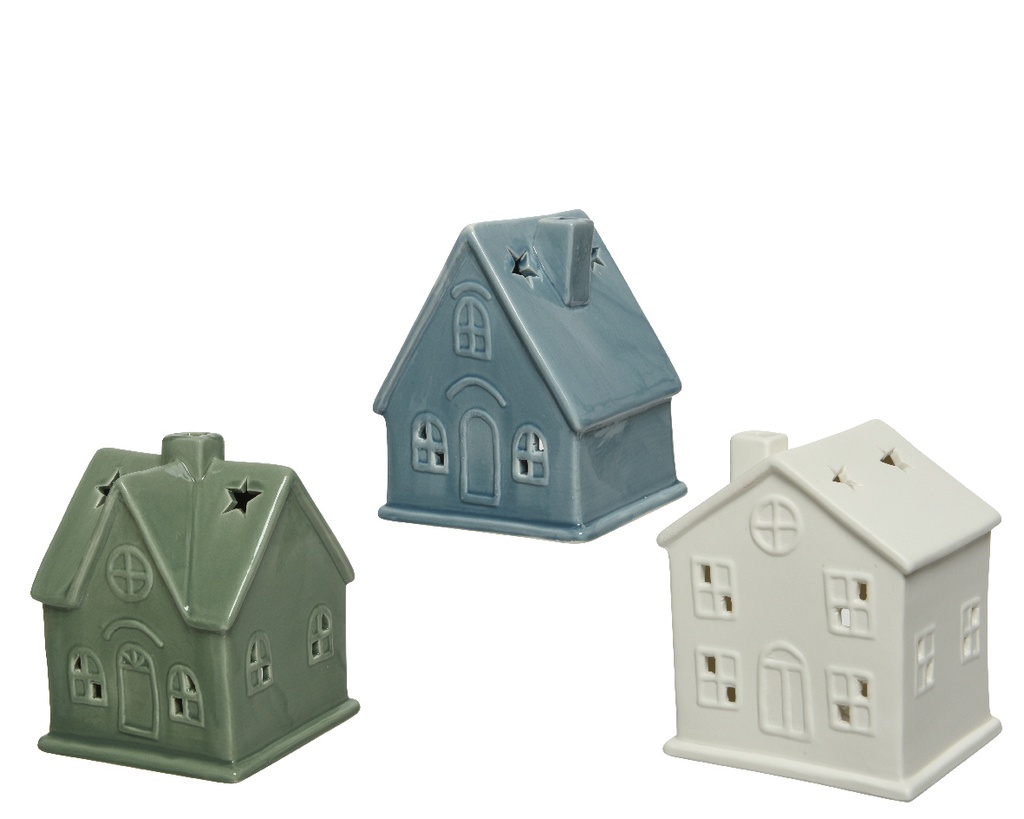 CASITAS PORCELANA LUZ DE TE - 15CM - 3 COLORES - PRECIO UNIDAD