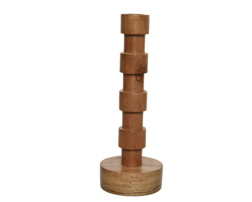 CANDELABRO MADERA DE ACACIA - 22CM - TENDENCIA