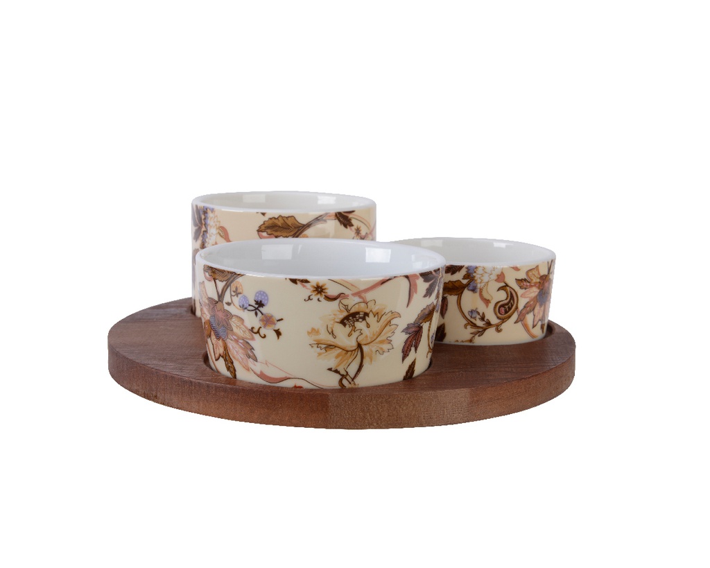 SET DE TAPAS MADERA Y CERAMICA - FOOD SAFE - DIAM 18CM