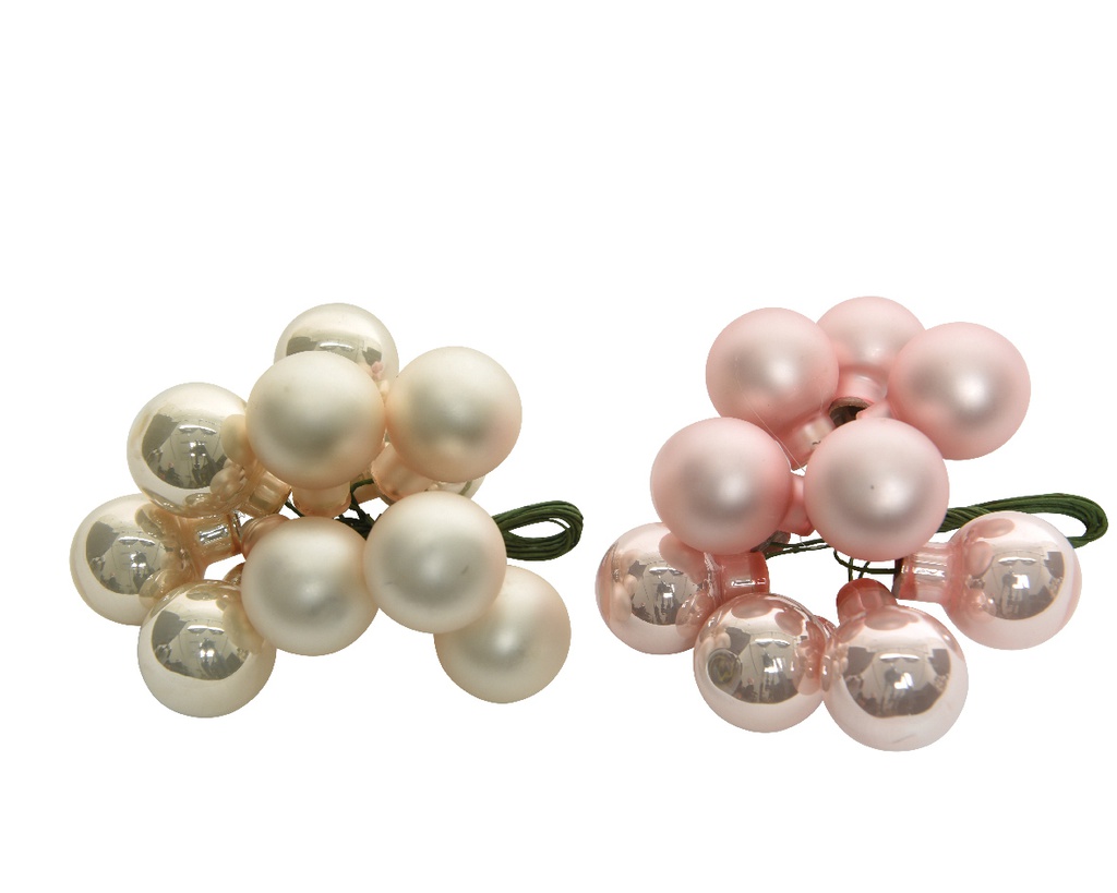 BOLITA CRISTAL 2CM - MANOJO CON ALAMBRE - 2 COLORES - PERLA/ROSA - PRECIO UNIDAD