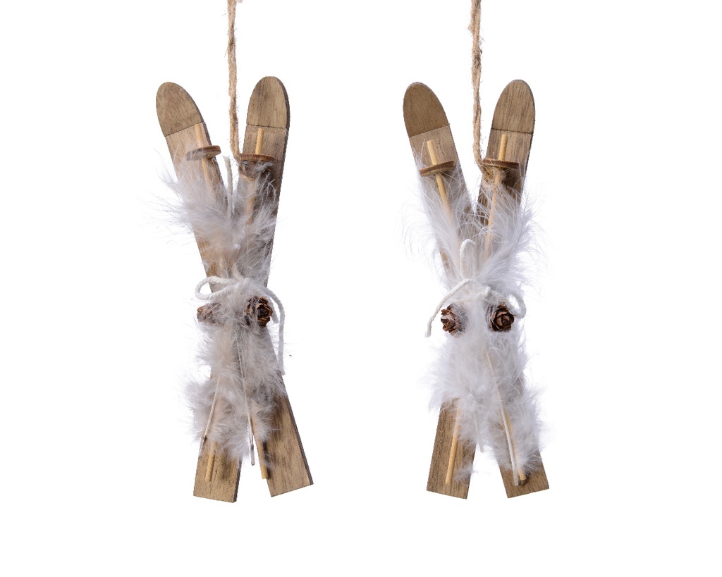 ESQUIS MADERA COLGAR - 18CM - 2 COLORES - PRECIO UNIDAD