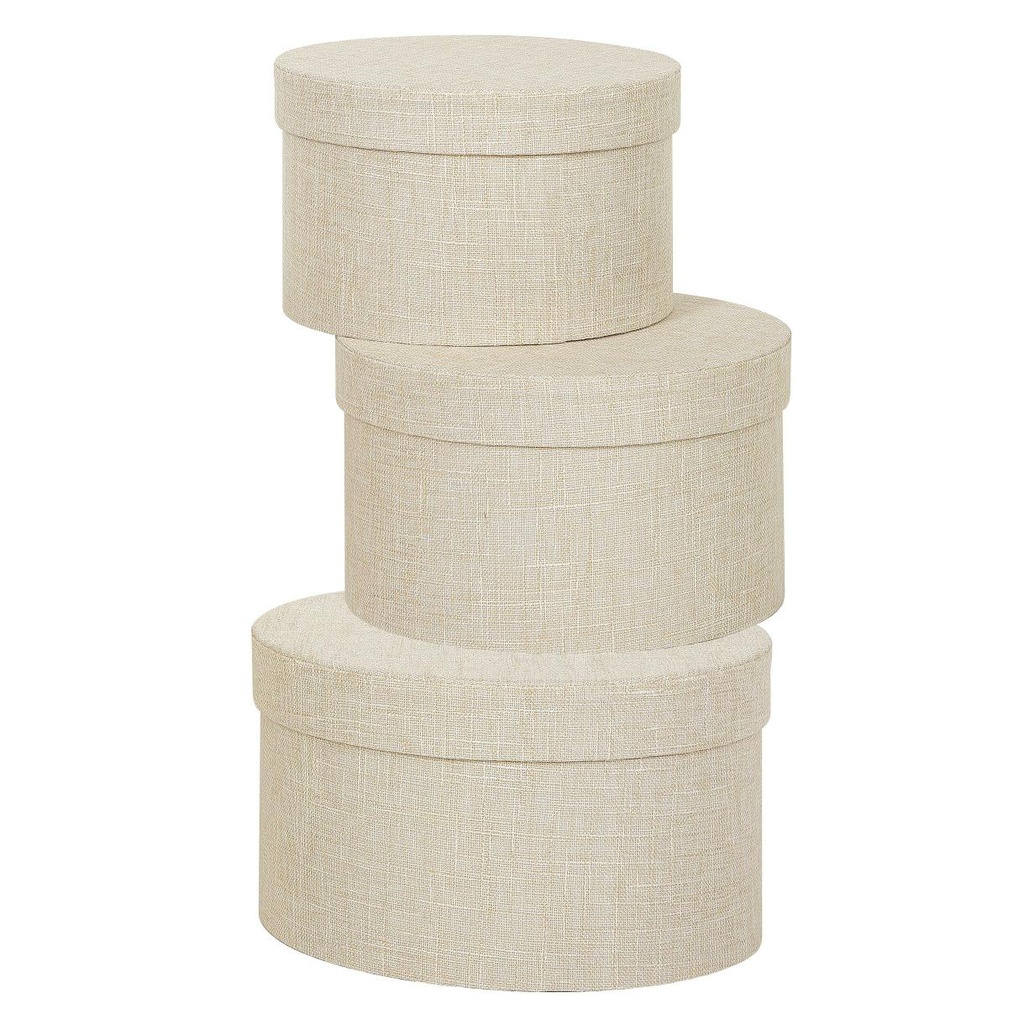 CAJA/SOMBRERERA CMØ26XH14-Ø23.5XH13-Ø21XH11 - CREMA - SET DE 3