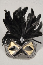 MASCARA PLUMA, NEGR/PLT, 25 CM.