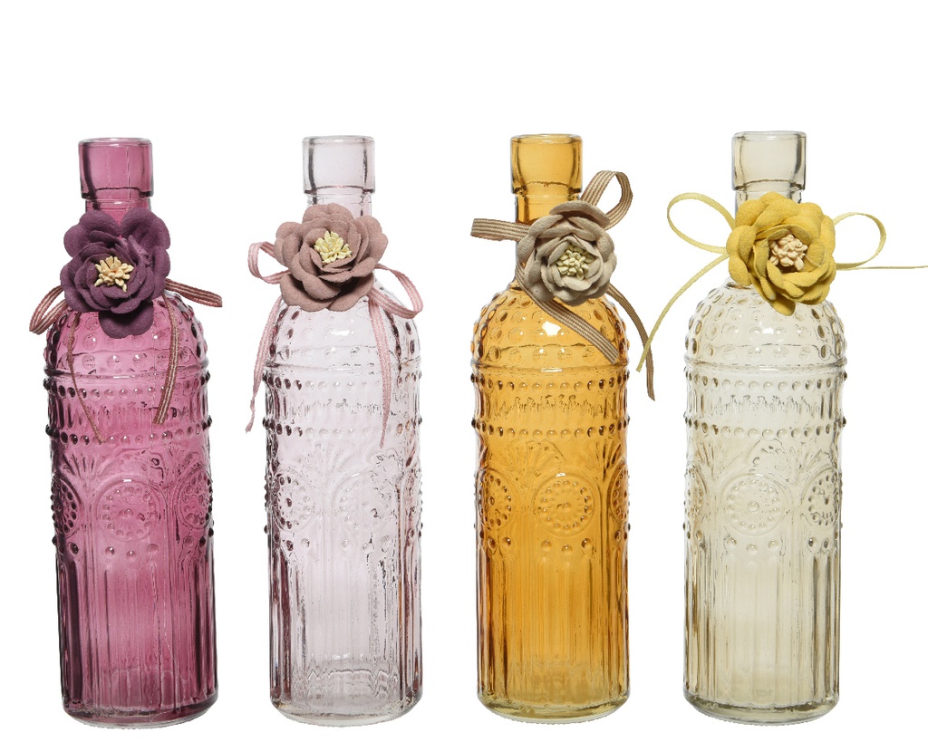 BOTELLA DE CRISTAL- dia5.50-H20CM - 4 COLORES - PRECIO UNIDAD