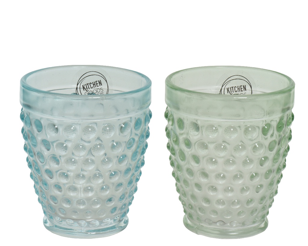 VASO CRISTAL RELIEVE - dia8.80-H10.30CM - 2 COLORES - PRECIO UNIDAD