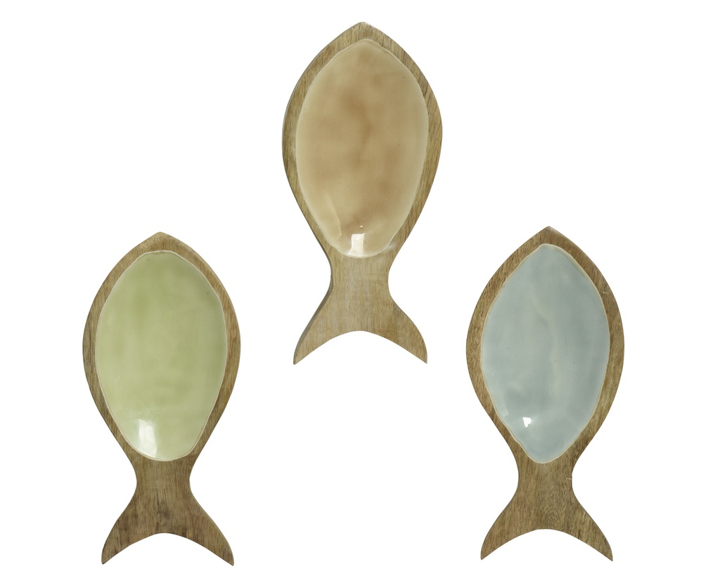 PLATO PEZ - MADERA DE MANGO - L24-W11-H2CM - 3 COLOREOS - PRECIO UNIDAD