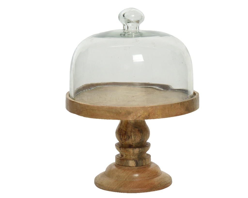 ETAGERE MADERA DE MANGO CON TAPA DE CRISTAL - L23-W23-H33CM