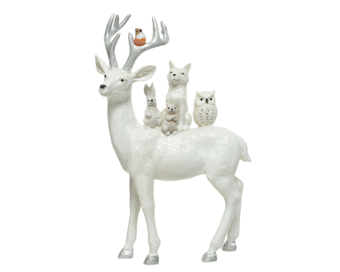 CERF ET PETITS ANIMAUX - BLANC - 27CM