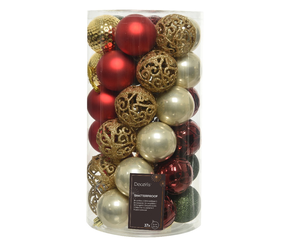 BOLAS PLAS - MIX DE COLORES CLASICOS - CAJA DE 37 UDS -dia6.00cm