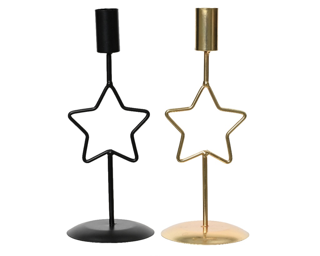CANDELABRO METAL CON ESTRELLA W8.50-H21.50cm - 2 COLORES - PRECIO UNIDAD
