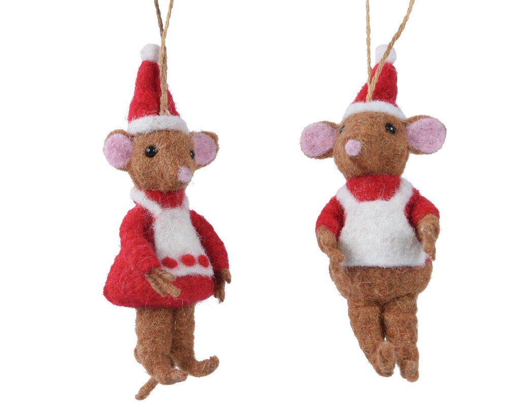 ***MOUSE WOOL RED/COLOUR(S) L6.50-W7.00-H13.50cm