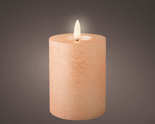 ***LED WICK CANDLE BO INDOOR LIGHT PINK/WARM WHITE dia7.00-H11.20cm-1L