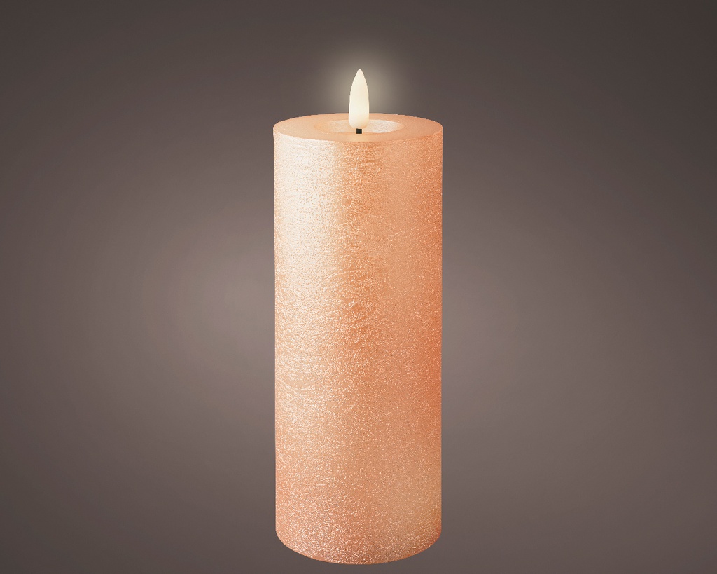 ***LED WICK CANDLE BO INDOOR LIGHT PINK/WARM WHITE dia7.00-H19.00cm-1L