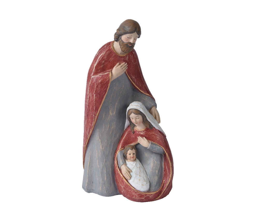 "LA NATIVITE" EN RESINE - JOSEPH/MARIE/PETIT GARCON - L13.00-W9.00-H23.50cm
