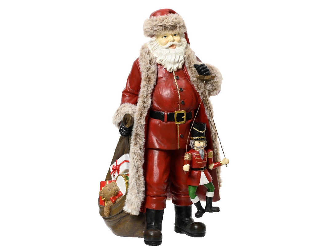 SANTA CON REGALOS - RESINA - COLORES CLASICOS - L15.70-W21.40-H38CM