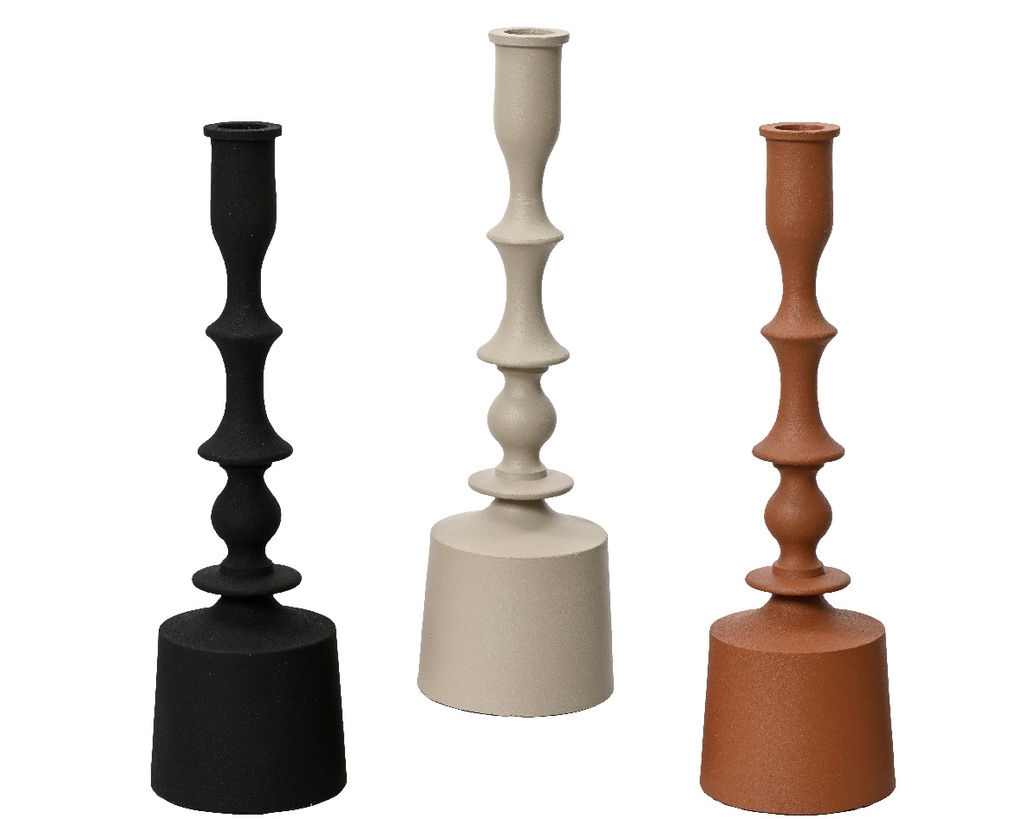 CANDELABRO METAL MATE -  L9.00-W9.00-H30cm - 3 COLORES - PRECIO UNIDAD
