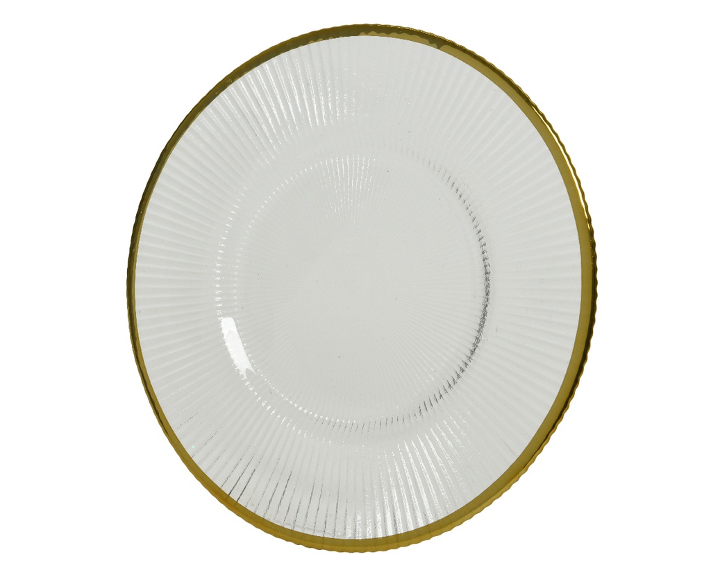 ***PLATE GLASS CLEAR/GOLD dia26.50-H1.50cm