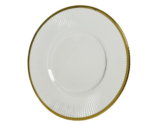 ***PLATE GLASS CLEAR/GOLD dia20.50-H1.50cm