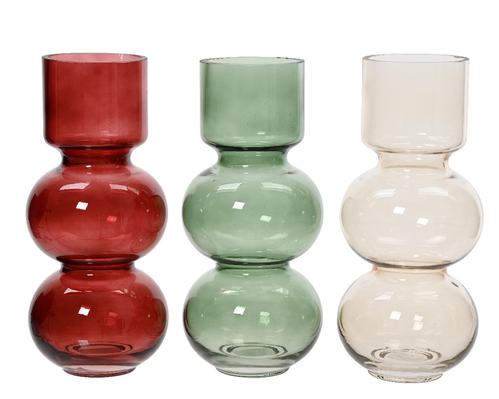 JARRON CRISTAL - HECHO A MANO - dia12.00-H26.50CM - 3 COLORES - PRECIO UNIDAD